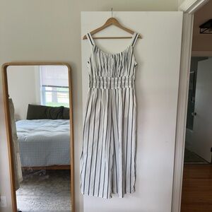 Lauren Conrad Blue & White Striped Wide Leg Jumpsuit Size‎ Medium